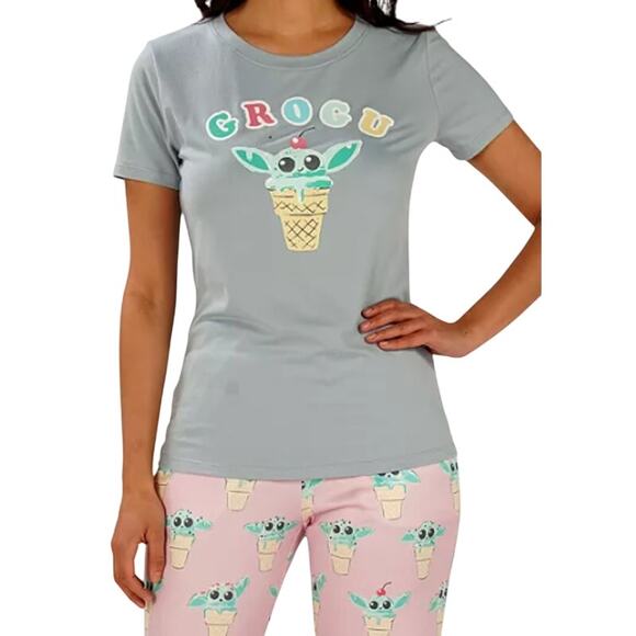 Munki Munki Star Wars Slumber Baby Yoda Grogu Ice Cream Pajama Womens M/L - Picture 11 of 11